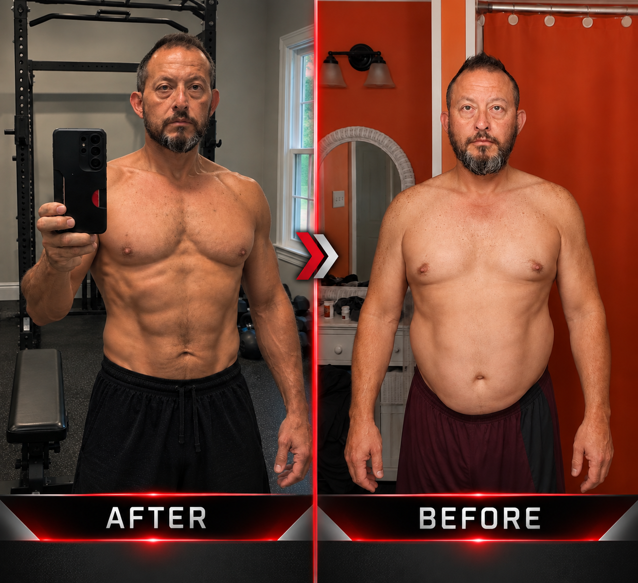 David’s personal before-and-after fitness comparison