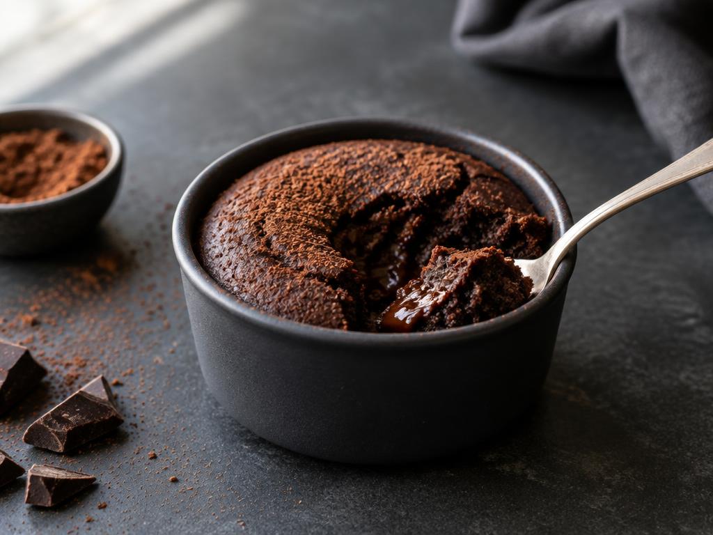 Air fryer molten chocolate protein cake ready to eat
