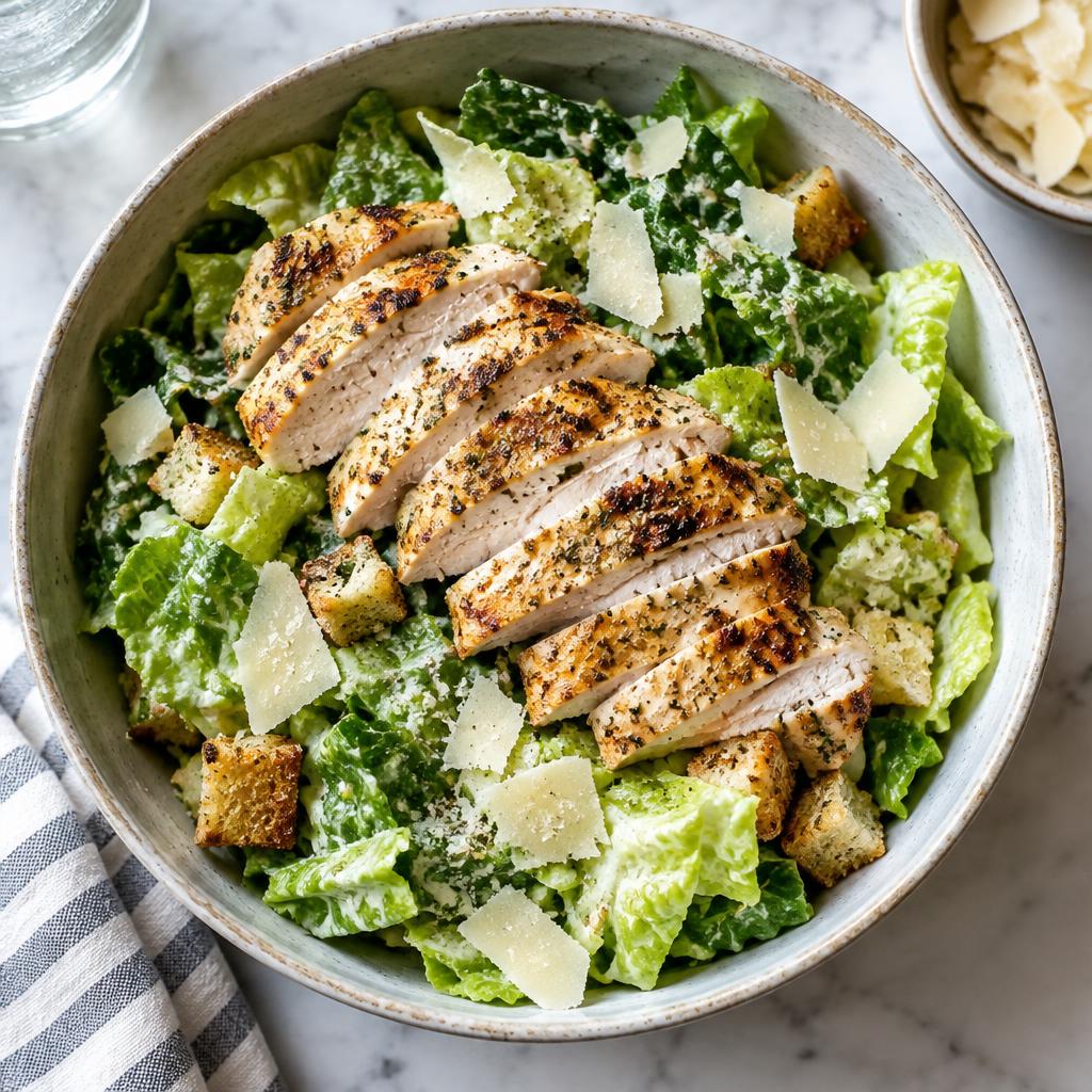 Chicken Caesar protein salad served in a bowl