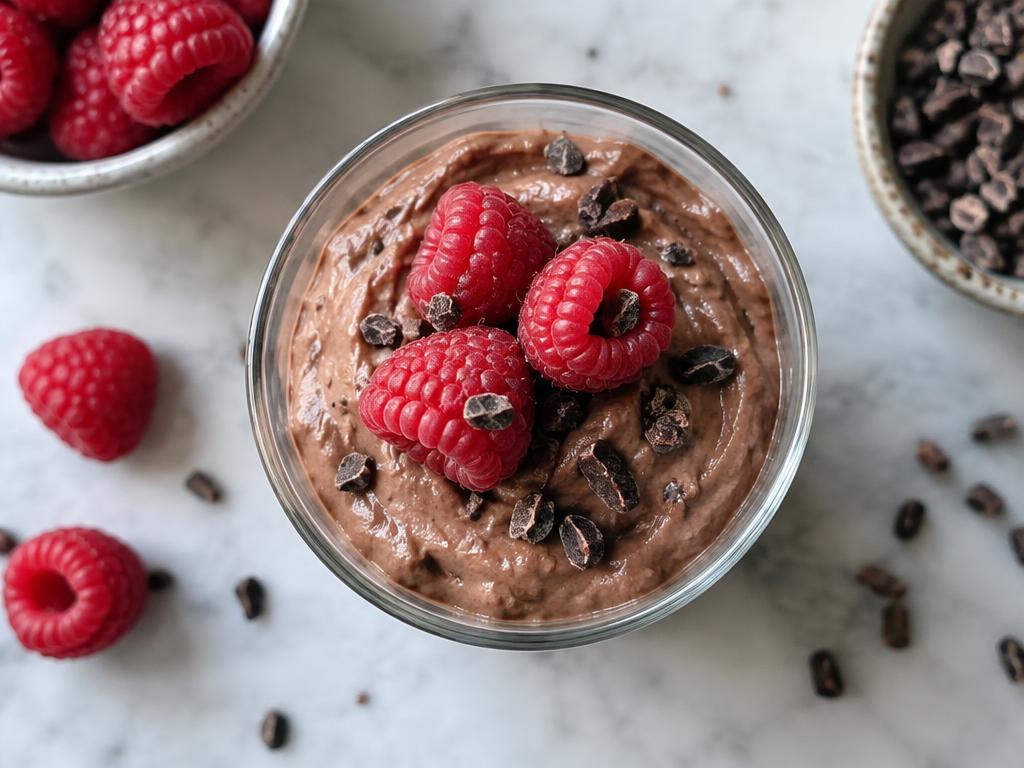 Whipped cottage cheese chocolate mousse served