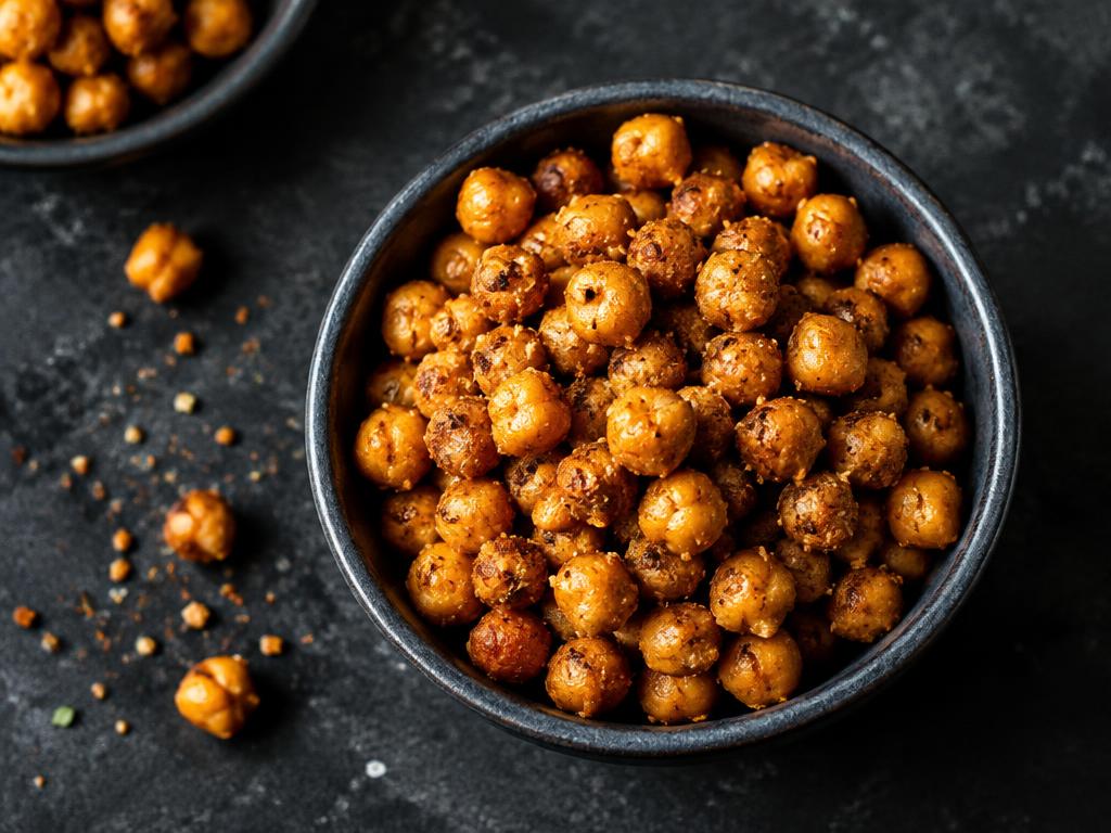 Air fryer crispy chickpeas served