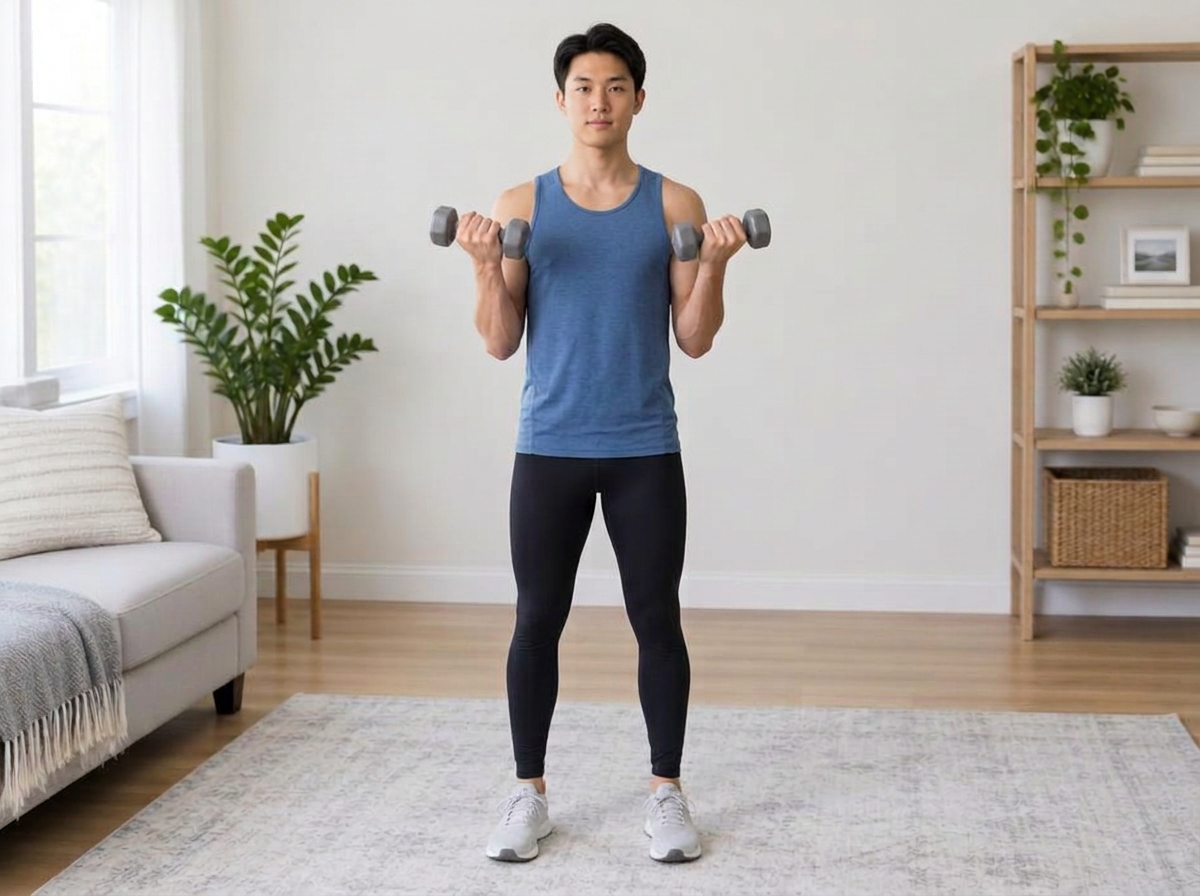 Demonstration of Dumbbell curls — Biceps