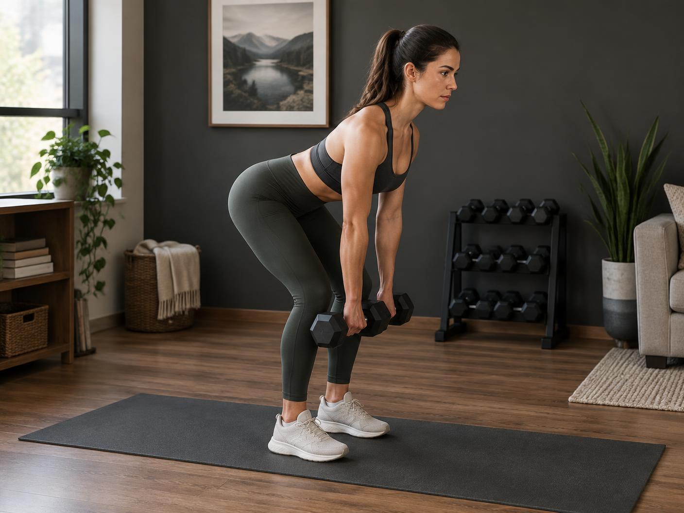 Home dumbbell Romanian deadlift correct form preview