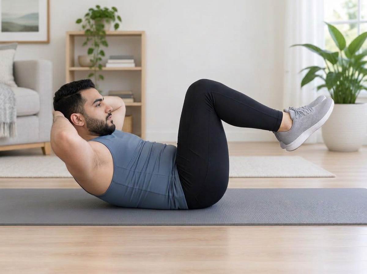 Demonstration of Knee crunches — Abs