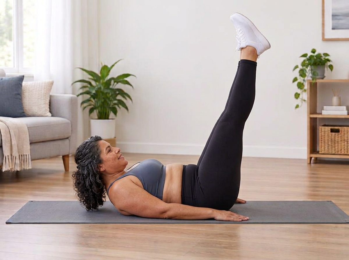 Demonstration of Lying leg lifts — Lower abs