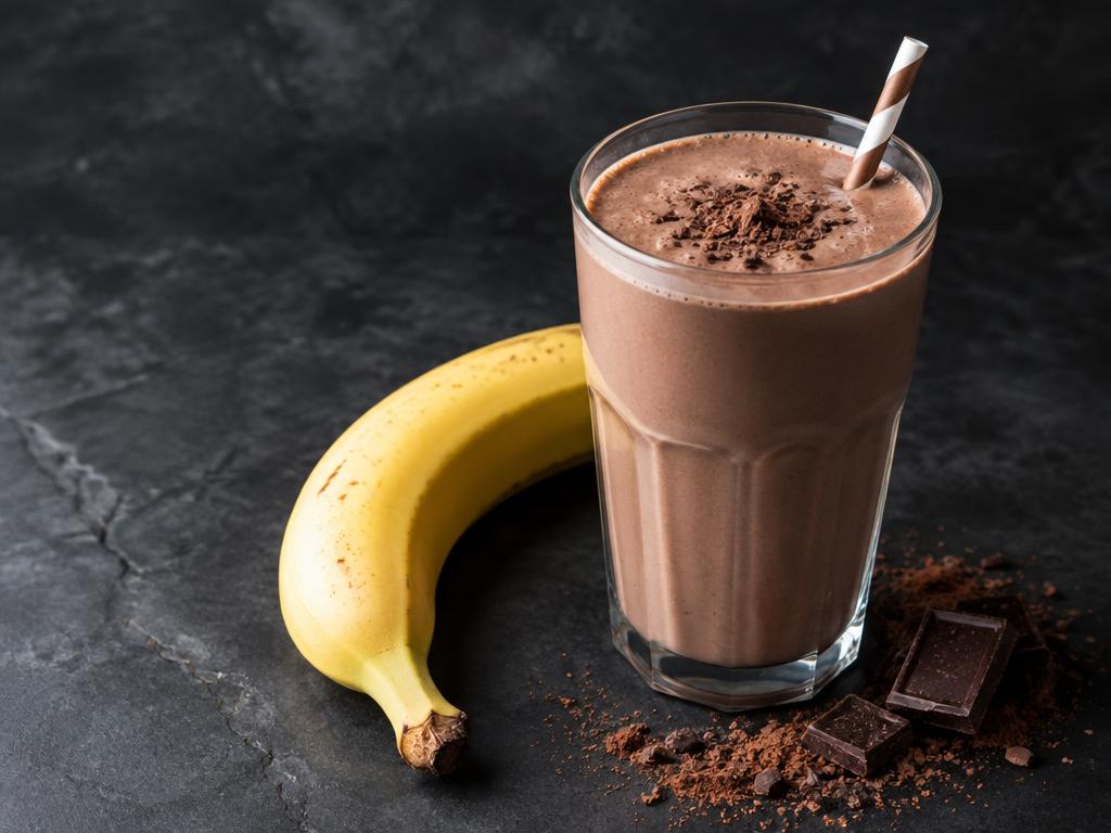 Protein shake and banana served