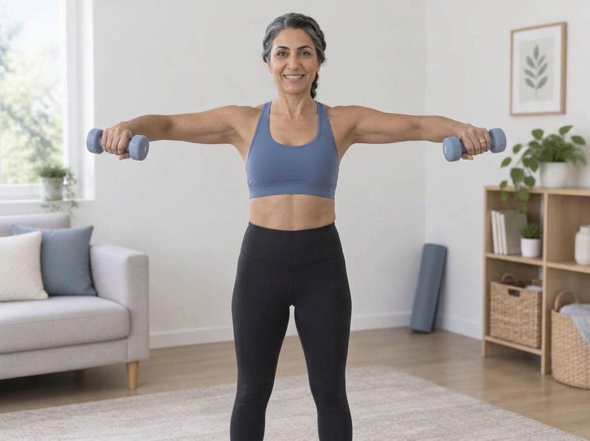 Demonstration of Shoulder side raises — Side delts