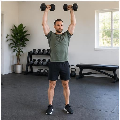Standing dumbbell press correct form preview