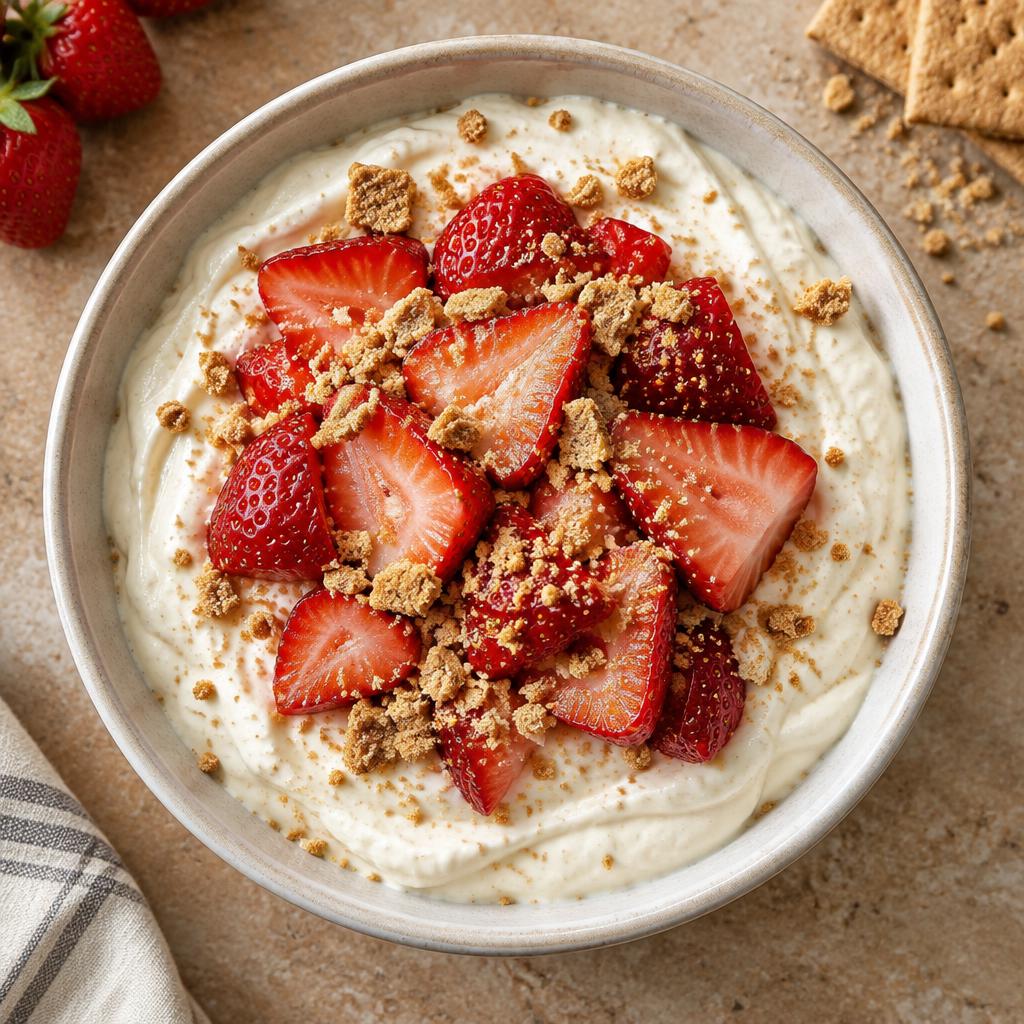 Strawberry cheesecake protein bowl ready to eat