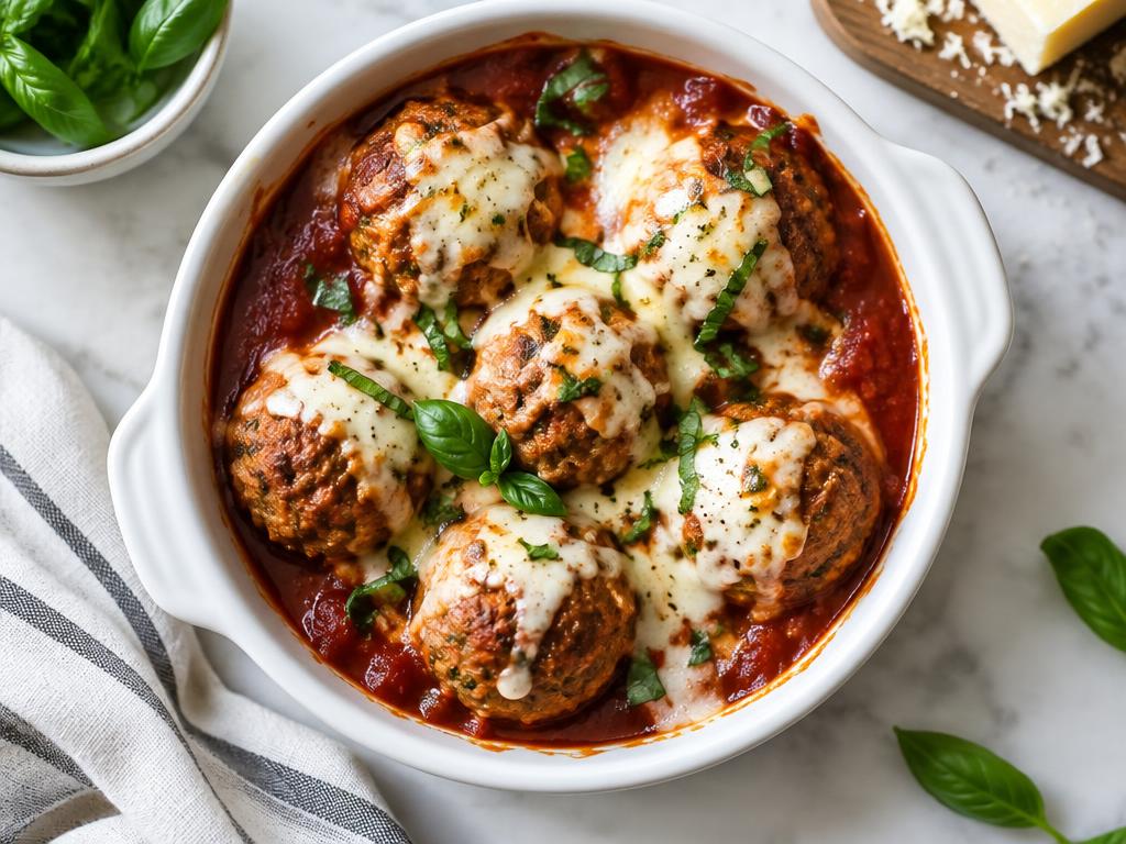 Air fryer turkey meatballs in marinara served