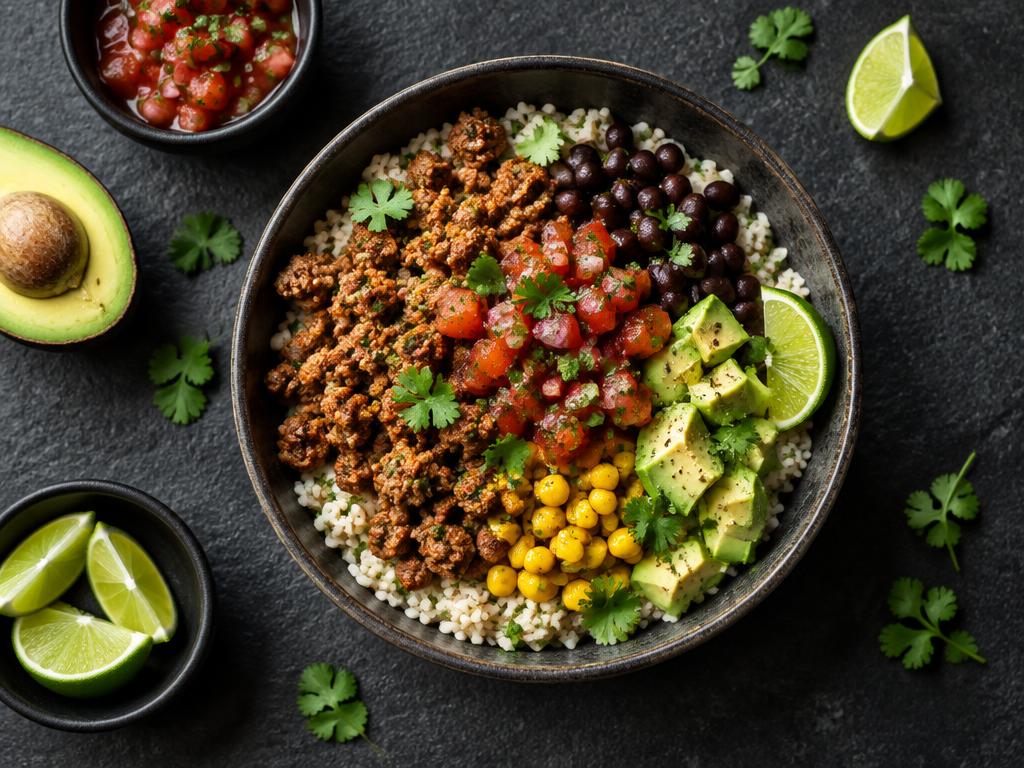 10-minute turkey taco bowl served